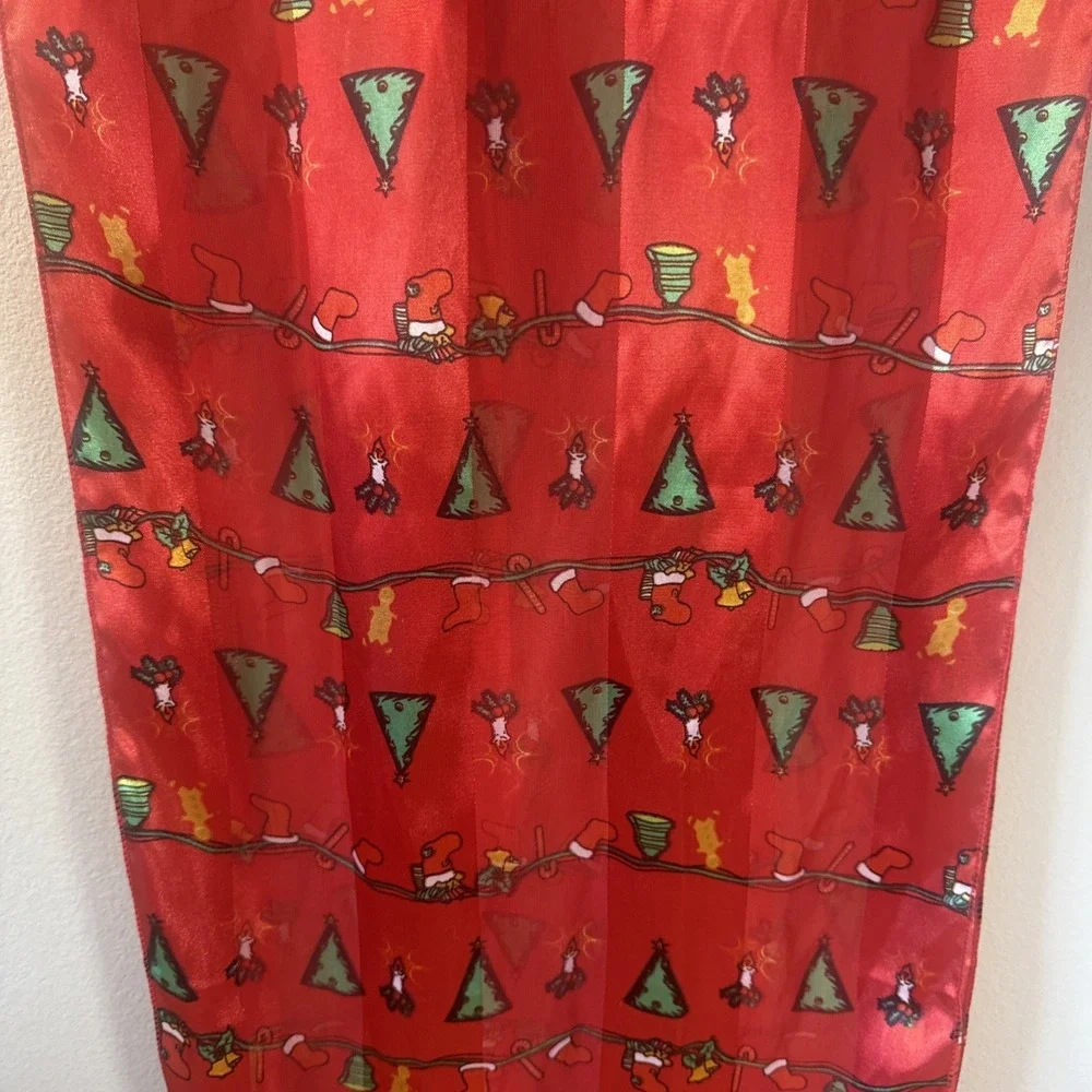 Women's Scarf‎ Red Christmas Tree Designed 59/Long 13 Wide Multicolor 1546